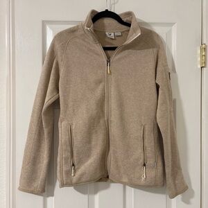 Women’s White Sierra Beige Tan Zip Up Jacket With Pockets Size Small